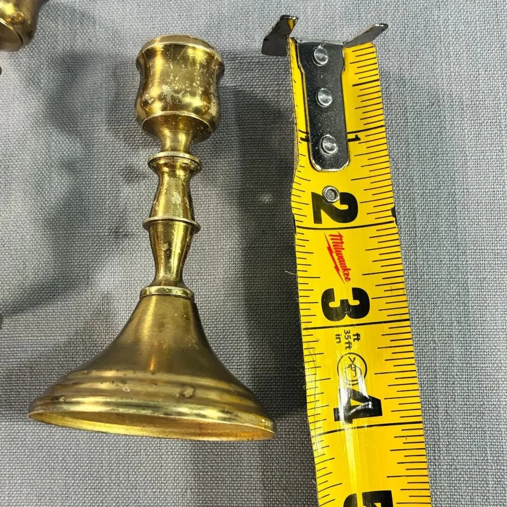 Vintage Pair Solid Brass Candlestick Holders 4 Inch Taper Candle Home Decor